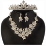 Colier cercei si tiara mireasa placate cu Argint 925 perle si cristale