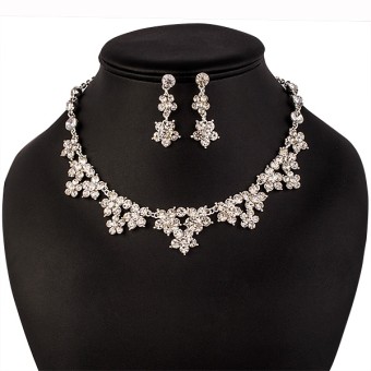 SET bijuterii mireasa colier cercei si tiara placate cu Argint 925 si cristale#1