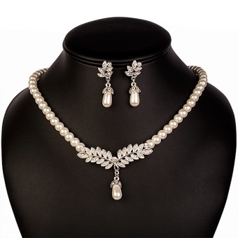 SET bijuterii fashion colier si cercei placate cu Argint 925 perle si cristale#1