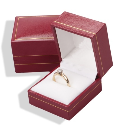 Cutie bijuterii Inel logodna cu pietre semipretioase Ametist placat cu aur alb 10k si cristale 